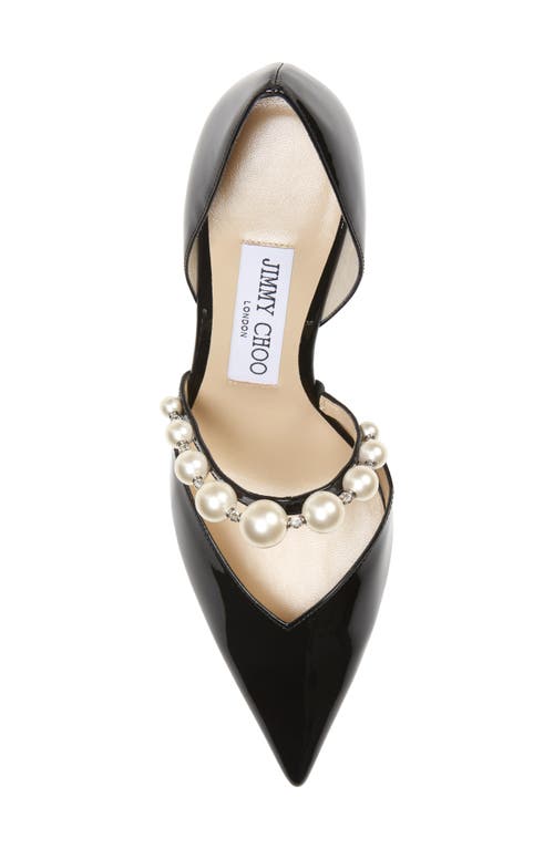 Shop Jimmy Choo Aurelie Imitation Pearl Strap Pointed Toe Pump In Black/white