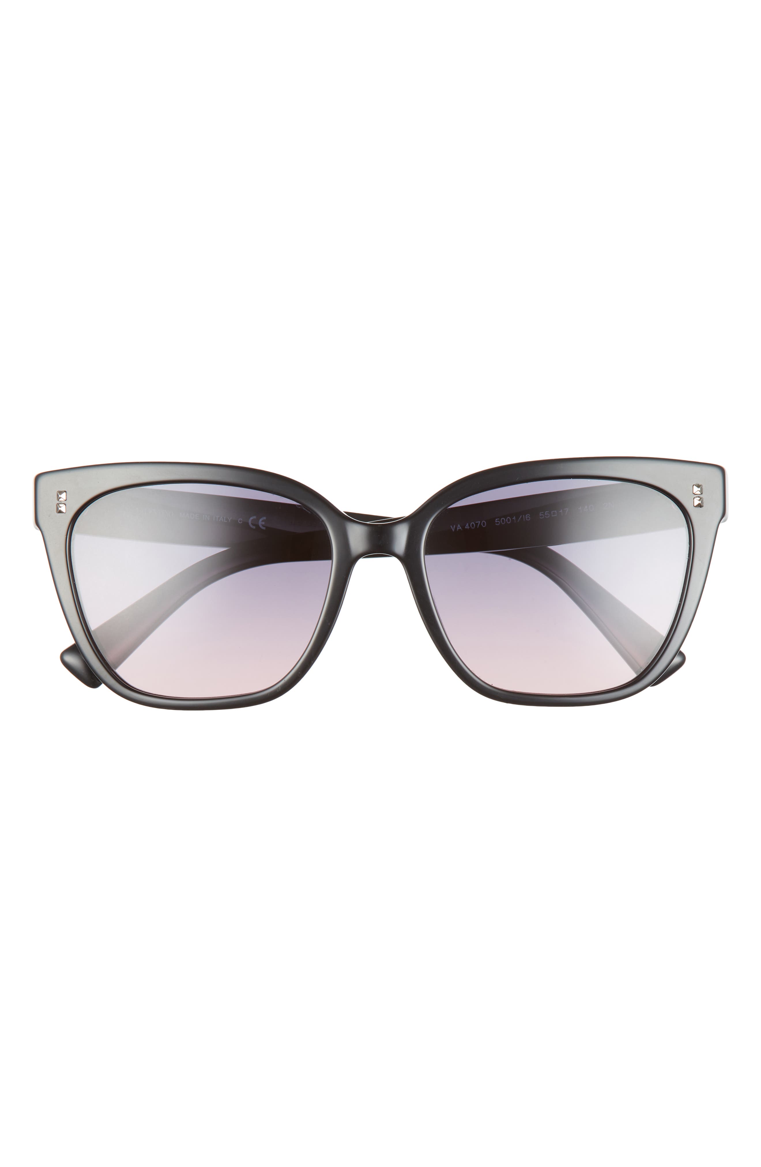 Valentino Rockstud 55mm Gradient Cat Eye Sunglasses in Black/Gradient Pink Blue at Nordstrom