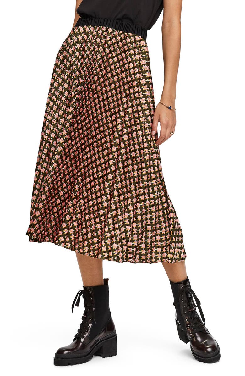 Scotch & Soda Print Pleated Midi Skirt | Nordstrom