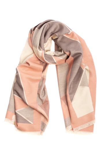 Saachi Mosaic Reversible Scarf In Pink/beige/cream