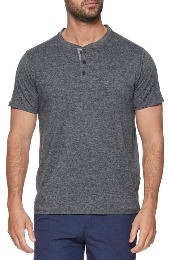 Flag And Anthem Marled Short Sleeve Performance Henley In Charcoal