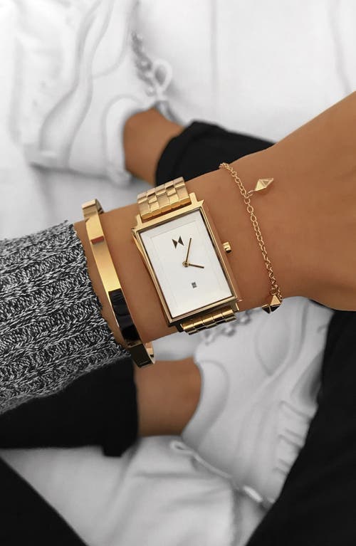Mvmt Signature Square Mason Watch, 18mm X 24mm In Gold/white/gold