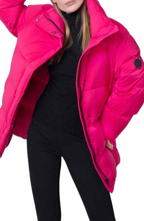 The Recycled Planet Company Franca Water Resistant Recycled Polyester Blend Down Puffer Coat in Fuchsia