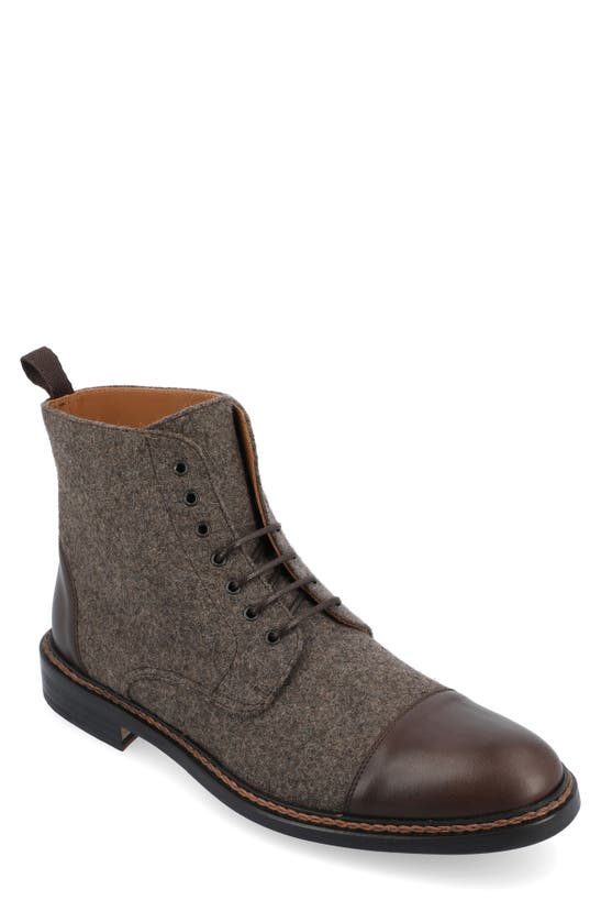 Shop Taft The Jack Cap Toe Boot In Grey Marl/ Brown