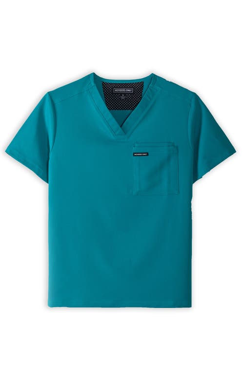 Shop Members Only Brighton 3-pocket Scrub Top In Teal