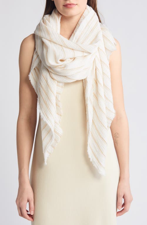 Stripe Cotton Scarf in Ivory Combo