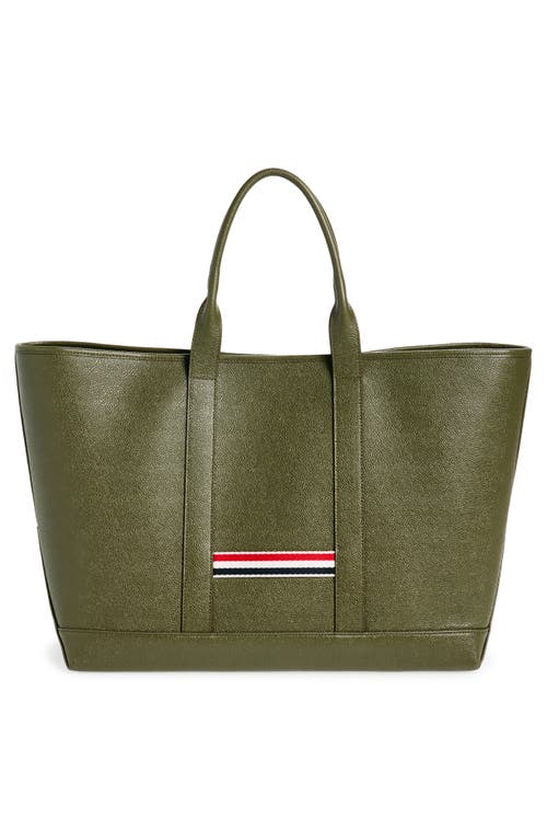 Shop Thom Browne Medium Tool Pebbled Leather Tote In Dark Green