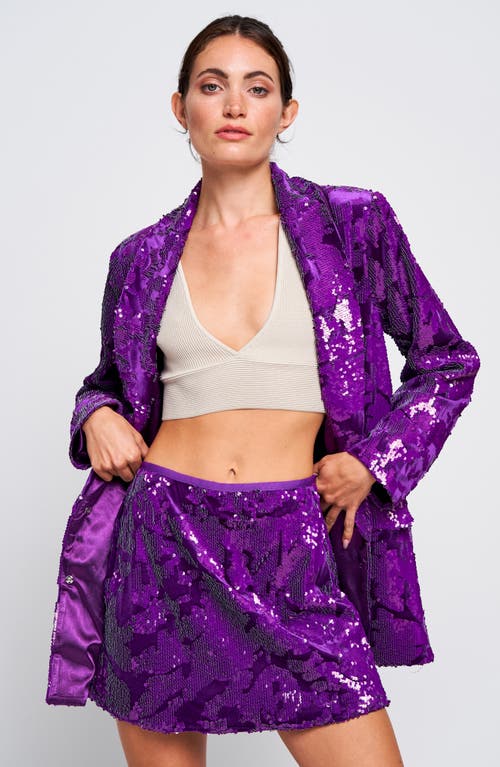 Shop Ciebon Gena Sequin Blazer In Purple