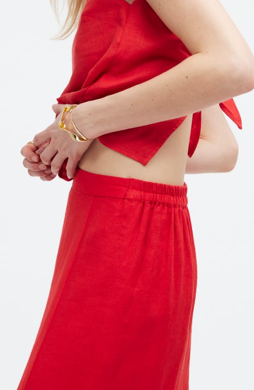 Shop Madewell Linen Column Maxi Skirt In Rouge