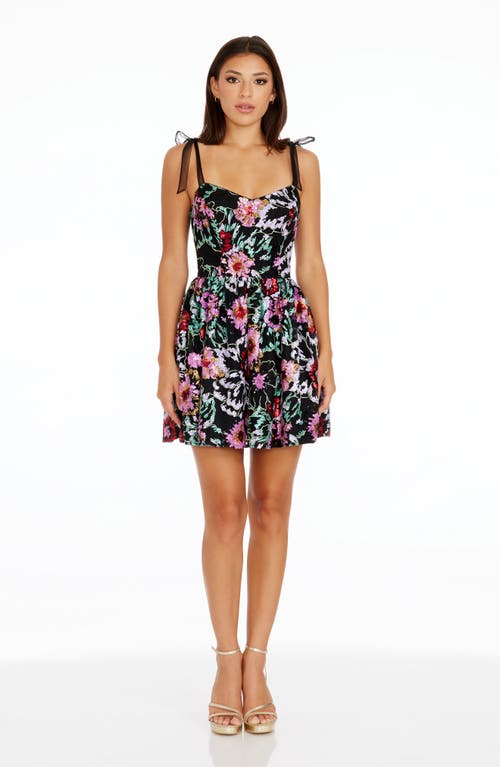 Shop Dress The Population Kaitrin Floral Fit & Flare Minidress In Black Multi