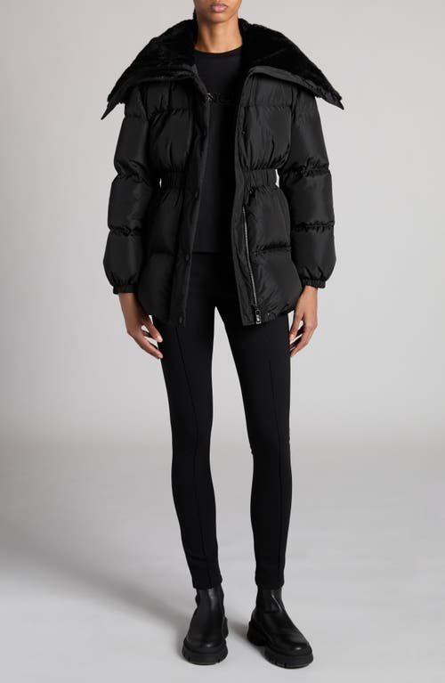 Shop Moncler Brasseurs Down Jacket With Faux Fur Trim In Black