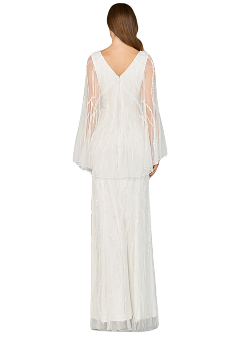Lara New York Cape Sleeve Beaded Bridal Gown In Ivory