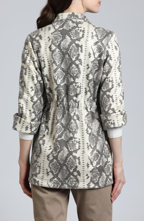 Apny Python Print Faux Leather Jacket In Stone