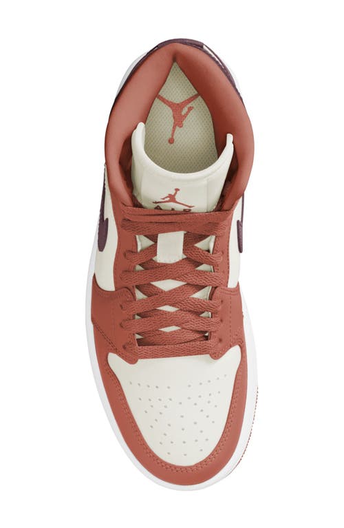 Jordan Air  1 Mid Sneaker In Dusty Peach/night Maroon
