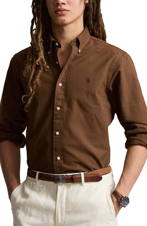 Polo Ralph Lauren Cotton Oxford Button-down Shirt In Chocolate Mousse