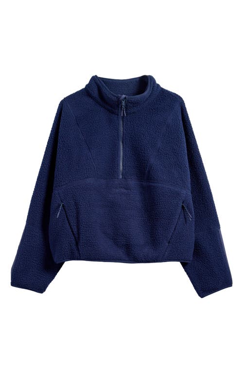 Halfdays Pieper Water Repellent Recycled Polyester Fleece Quarter Zip Top in Navy 