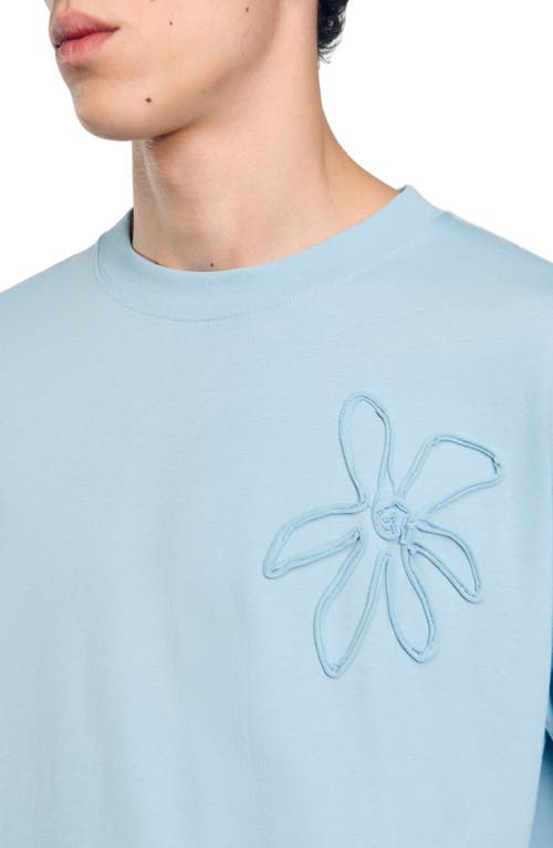 Shop Sandro Oversized Flower T-shirt In Baby Blue