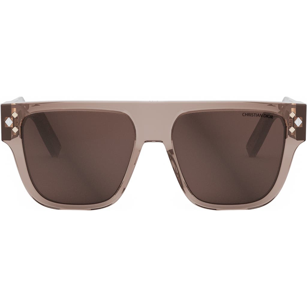 Shop Dior Cd Diamond S6i 55mm Square Sunglasses In Shiny Pink/brown