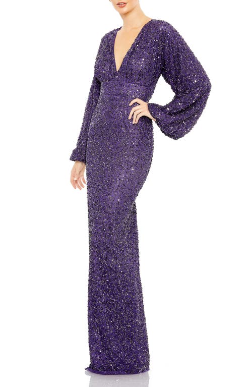 Mac Duggal Sequin Long Sleeve Tulle Gown at Nordstrom,