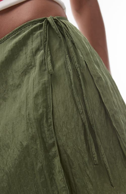 Shop Topshop Layered Faux Wrap Skirt In Mid Green