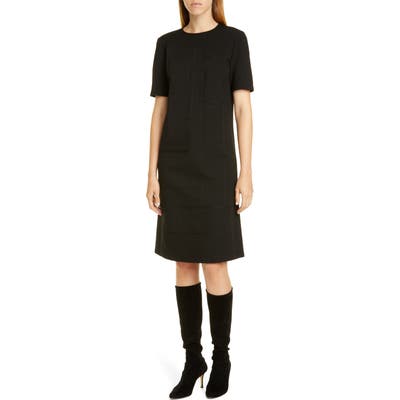 Lafayette 148 New York Jacintha Tonal Stitch Shift Dress, Black
