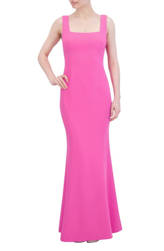 Shop Laundry By Shelli Segal Square Neck Fishtail Gown In Azalea Pink