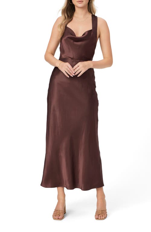Paige Marcel Cowl Neck Sleeveless Silk Blend Maxi Dress In Brown