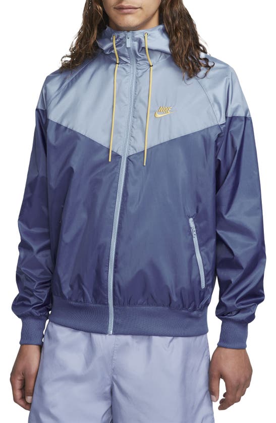 Nike Sportswear Windrunner Jacket In Blue/ Slate/ Gold