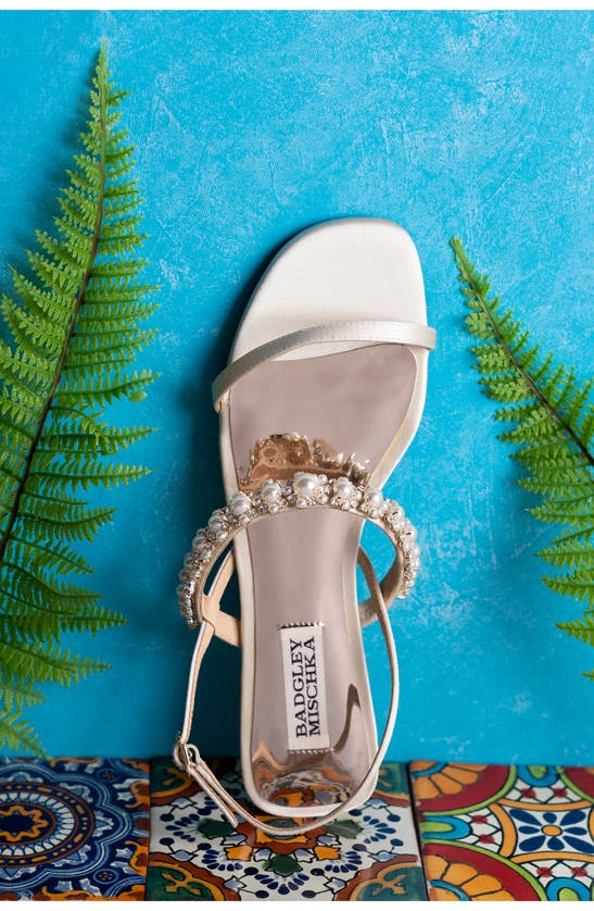 Shop Badgley Mischka Collection Natalee Embellished Strap Sandal In Ivory