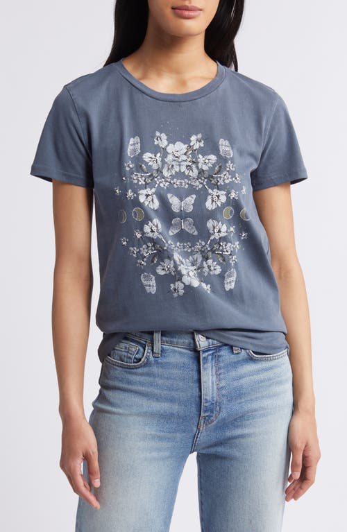Lucky Brand Mirror Floral Cotton Graphic T-Shirt Dress Blues at Nordstrom
