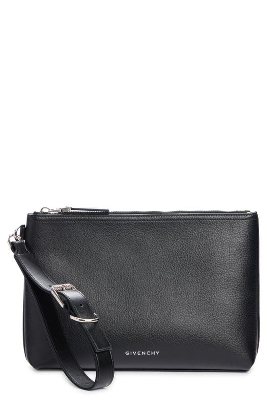 Shop Givenchy Voyou Leather Zip Pouch In Black