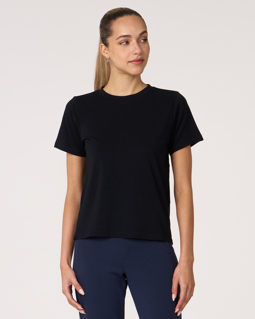 Shop Rebody Active Rebody Essentials Short Sleeve Top In Black