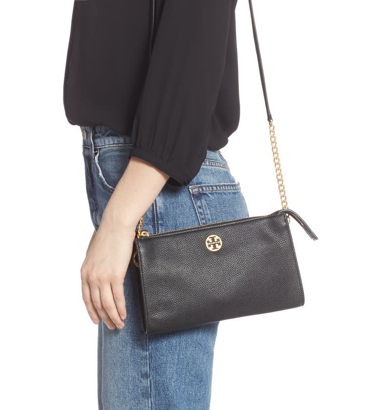  Mini Everly Leather Crossbody Bag, Alternate, color, BLACK