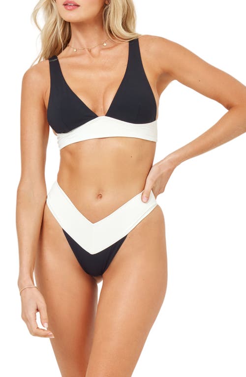 L*space Quinn High Cut Bikini Bottoms In Black/cream