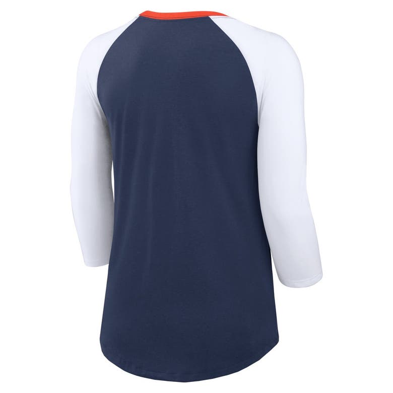Shop Nike Navy/white Houston Astros Knockout Arch 3/4-sleeve Raglan Tri-blend T-shirt