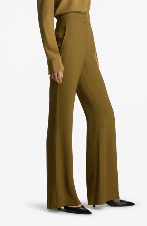 Shop St John St. John Collection Textured Crepe Flare Pants In Lichen