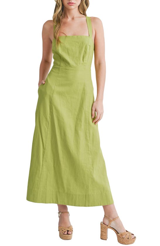 Shop Mila Mae Linen & Cotton A-line Dress In Green