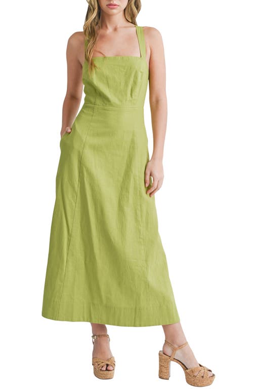 Linen & Cotton A-Line Dress in Green