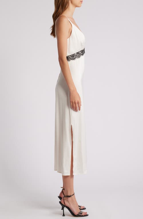 Shop French Connection Ennis Lace Trim Satin Dress In Classic Cream