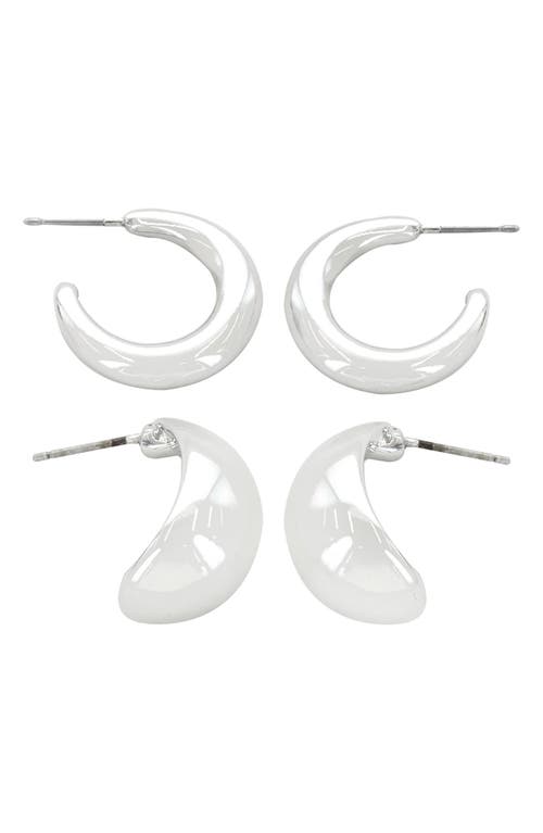 Set of 2 Hoop Earrings in Silver