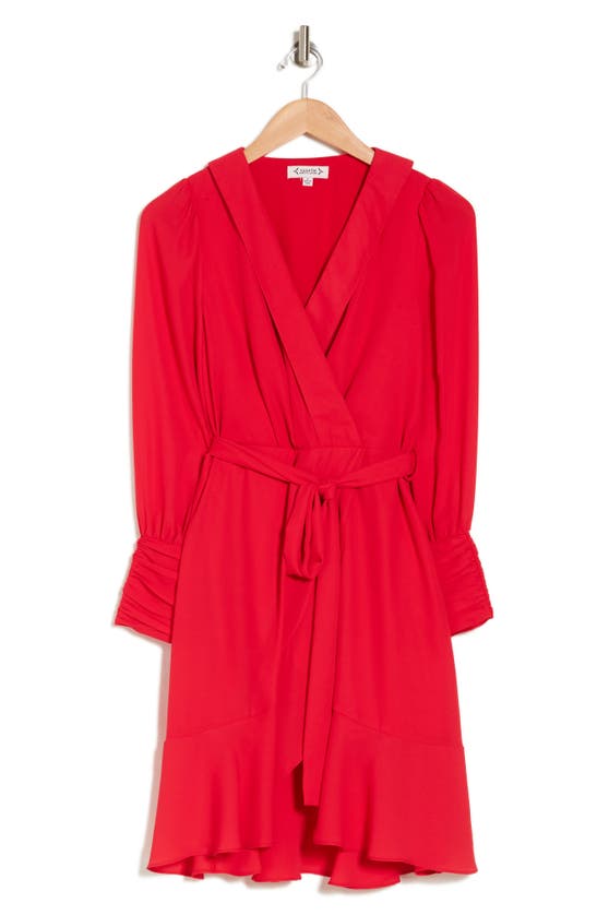 Nanette Lepore Long Sleeve Crepe Chiffon Dress In Pure Red