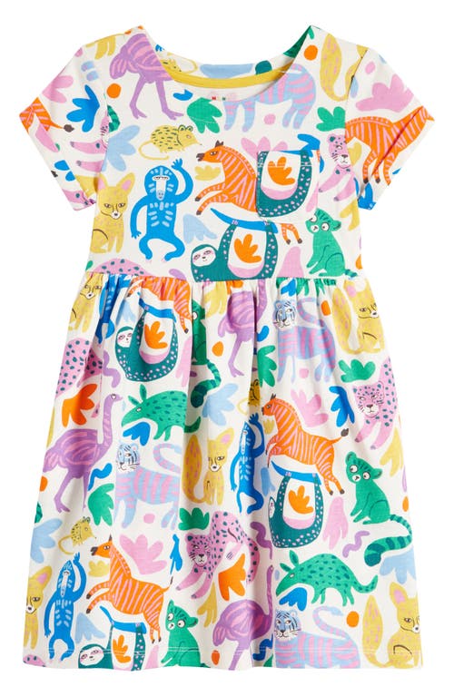 Mini Boden Kids' Safari Print Cotton Jersey Dress Multi Friends at Nordstrom,