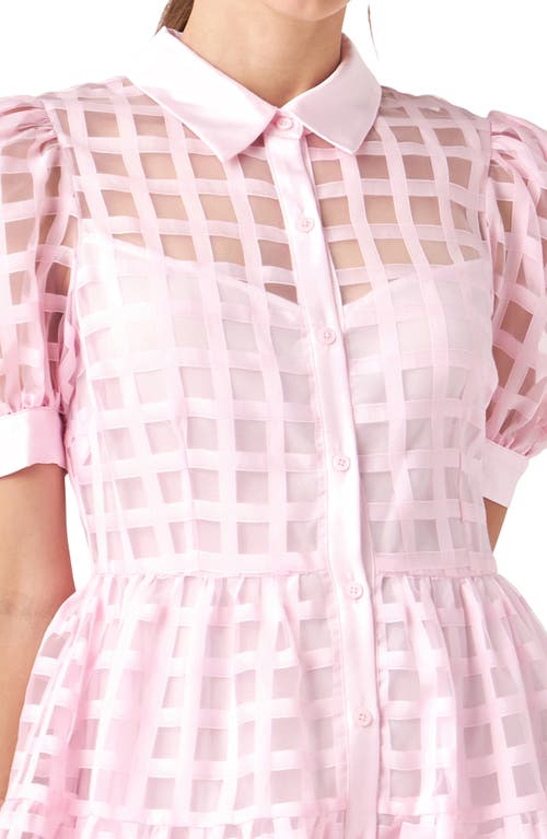 ENGLISH FACTORY ENGLISH FACTORY GRID PATTERN TIERED MIDI SHIRTDRESS