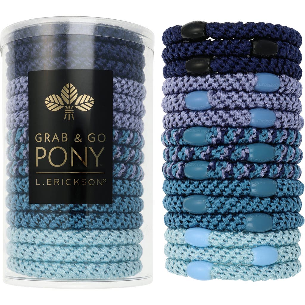 L. Erickson Grab & Go 15-Pack Braided Ponytail Holders in Neptune