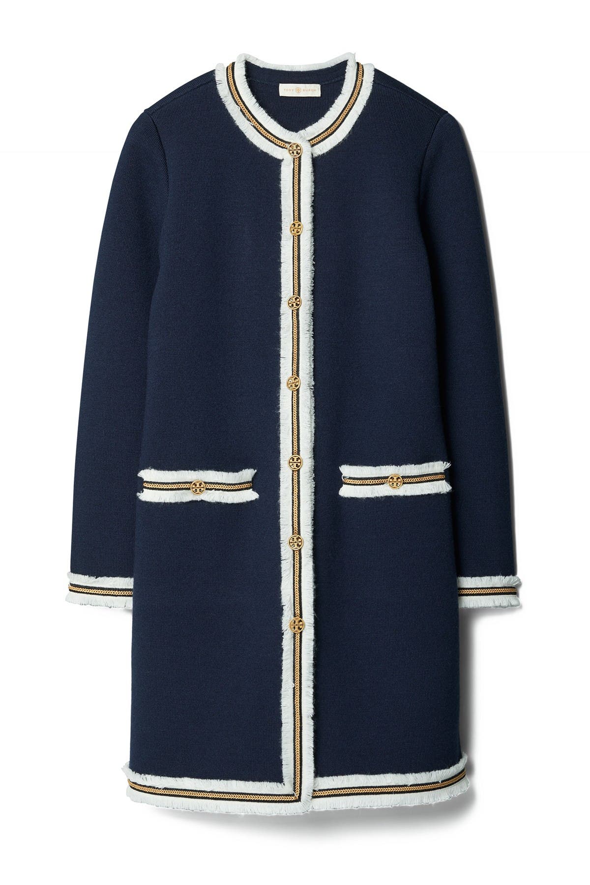 navy sweater coat