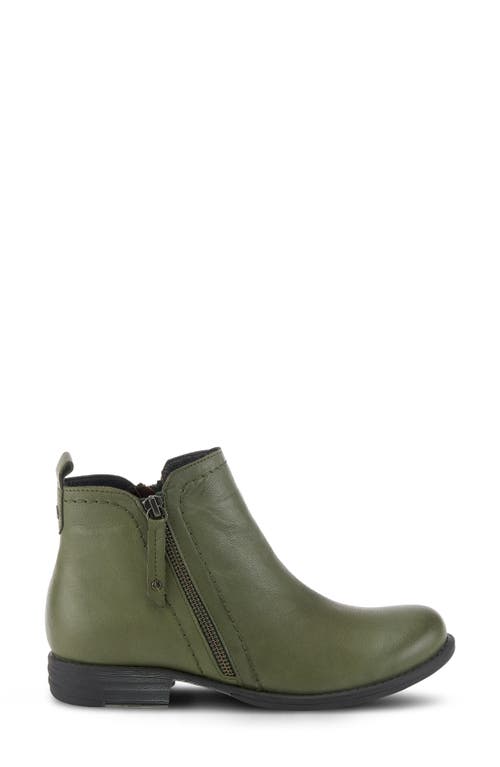 Shop Spring Step Oziel Bootie In Olive Green Leather