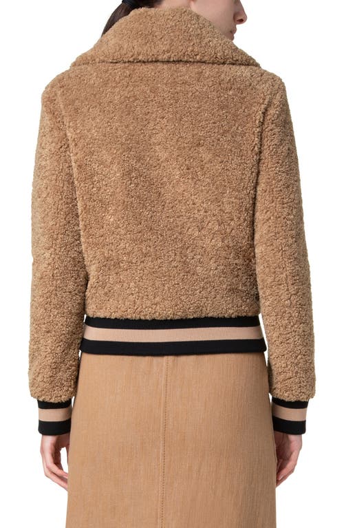 Akris Punto Faux Shearling Bomber Jacket In Caramel