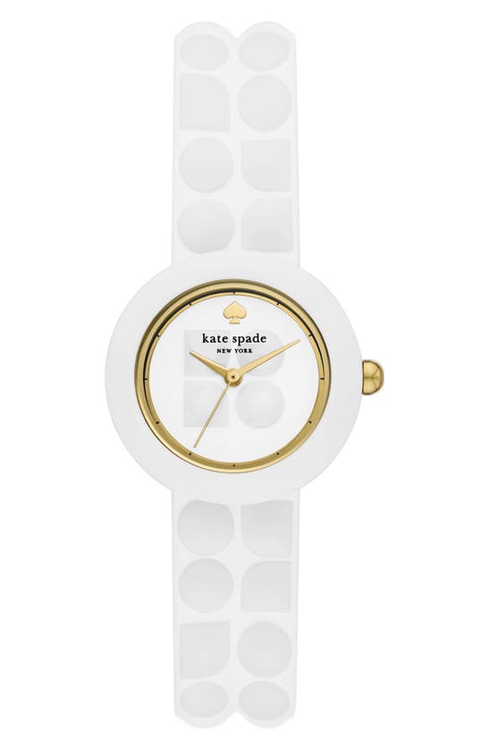 Shop Kate Spade Mini Park Row Silicone Strap Watch, 28mm In White