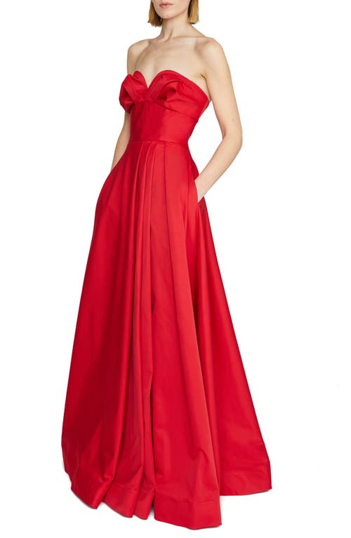 ml Monique Lhuillier Sabine Strapless Gown In Ruby