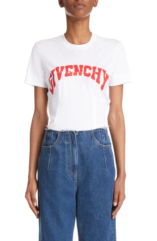 undskyldning hungersnød Følelse Givenchy Women's Dart Logo Short-sleeve T-shirt In White Red | ModeSens